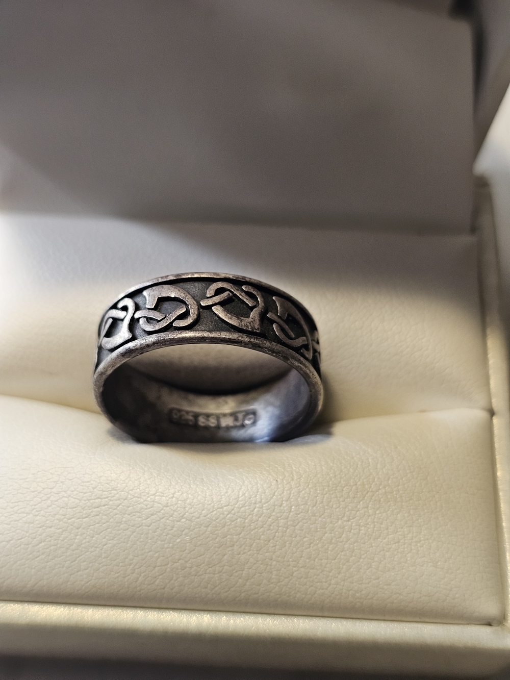 Sterling Silver 925 Celtic Knot Band Ring Blackened Finish Size 8½